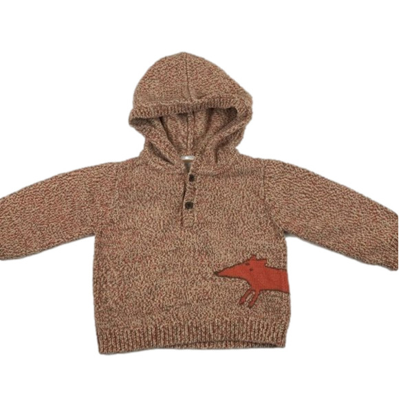 GYMBOREE Boys Sweater Fox Hood Hoodie with Orange Fox - Picture 1 of 6